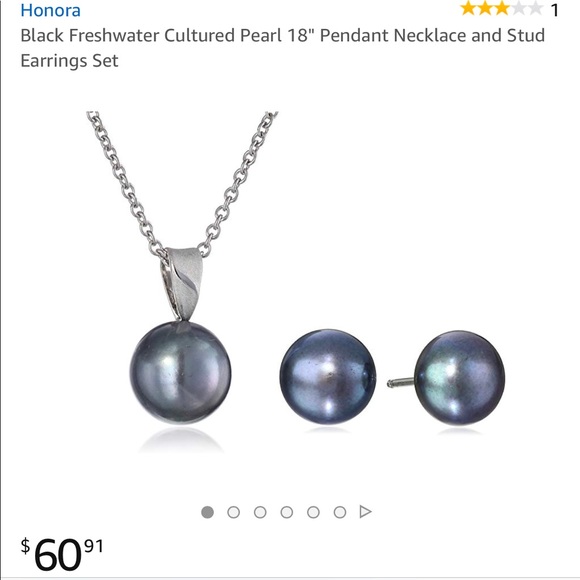 Black Freshwater Cultured Pearl Necklace Set - Picture 3 of 3